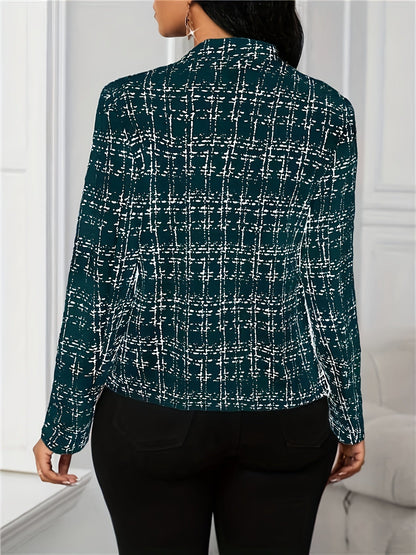 Blazer de Tweed Elegante para Mujeres con Cuello de Solapa, Manga Larga, Estilo Ajustado