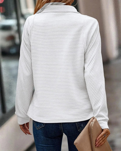 Sudadera de Pullover Acogedora con Cuello para Mujeres, de Manga Larga y Cierre de Cuarto, Estilo Relajado