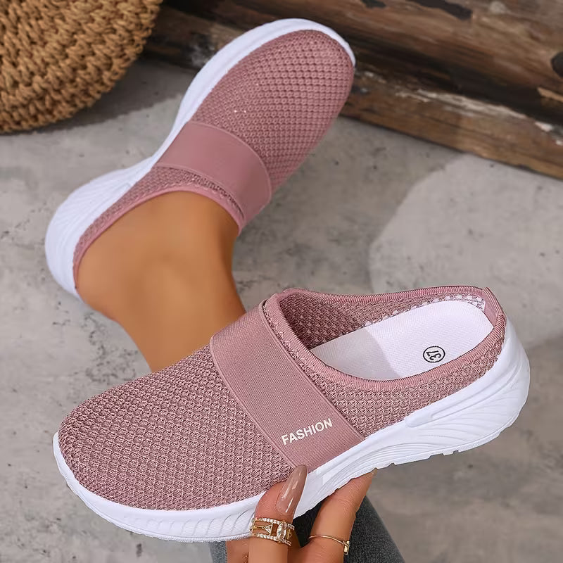 Deslizador Cómodo para Mujeres con Punta Cerrada de Malla Transpirable y Diseño Sin Talón