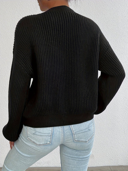 Cárdigan de Punto Acanalado Cómodo para Mujeres con Cuello en V, Manga Larga, Botones en la Parte Frontal, Estilo Oversized y Relajado