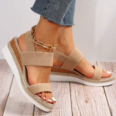 Sandalias Cómodas para Mujeres con Correa Elástica y Plataforma Acolchada Estilo Slingback de Punta Abierta