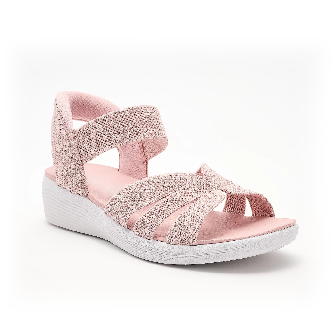 Sandalias Cómodas para Mujeres con Correa Cruzada Tejida, Slingback Elástico, Estilo de Cuña Baja