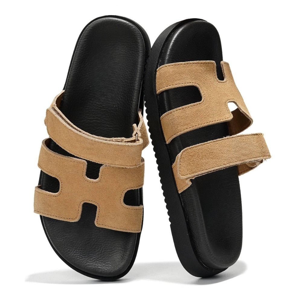 Sandalias de Deslizamiento Cómodas para Mujeres con Correa Ancha Cortada y Plantilla Acolchada Estilo Abierto