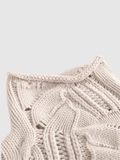 Suéter de Punto de Cable Cómodo para Mujeres con Cuello Alto y Manga Larga Estilo Relajado y Oversized