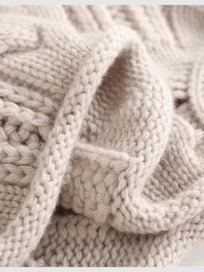 Suéter de Punto de Cable Cómodo para Mujeres con Cuello Alto y Manga Larga Estilo Relajado y Oversized