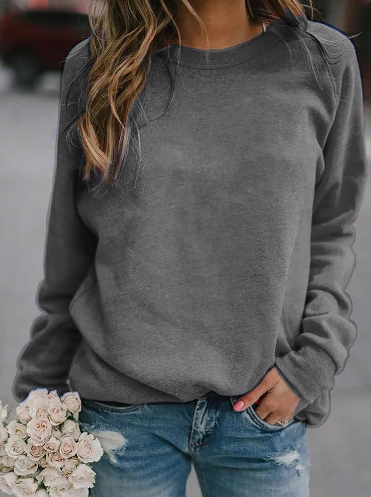 Sudadera cómoda de cuello redondo para mujeres con mangas largas raglán, estilo relajado y oversize