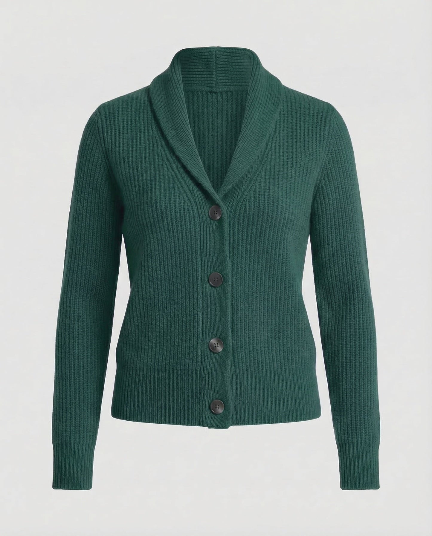 Suéter de Cardigan Acogedor con Canalé para Mujeres con Cuello de Chal, Manga Larga, Botones Frontales, Estilo Relajado de Tejido