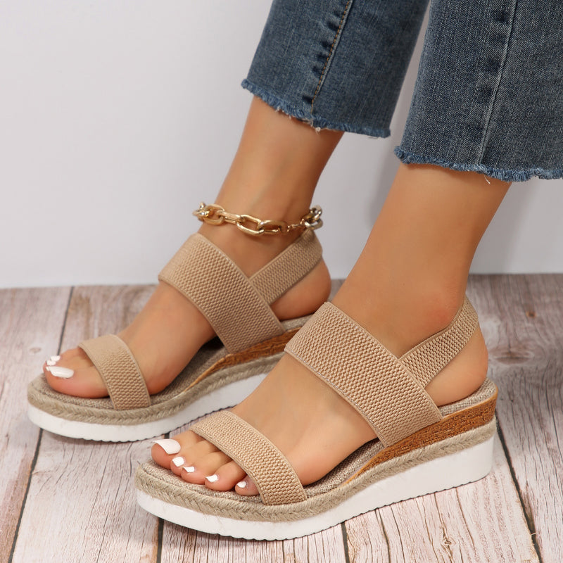 Sandalias Cómodas para Mujeres con Correa Elástica y Plataforma Acolchada Estilo Slingback de Punta Abierta