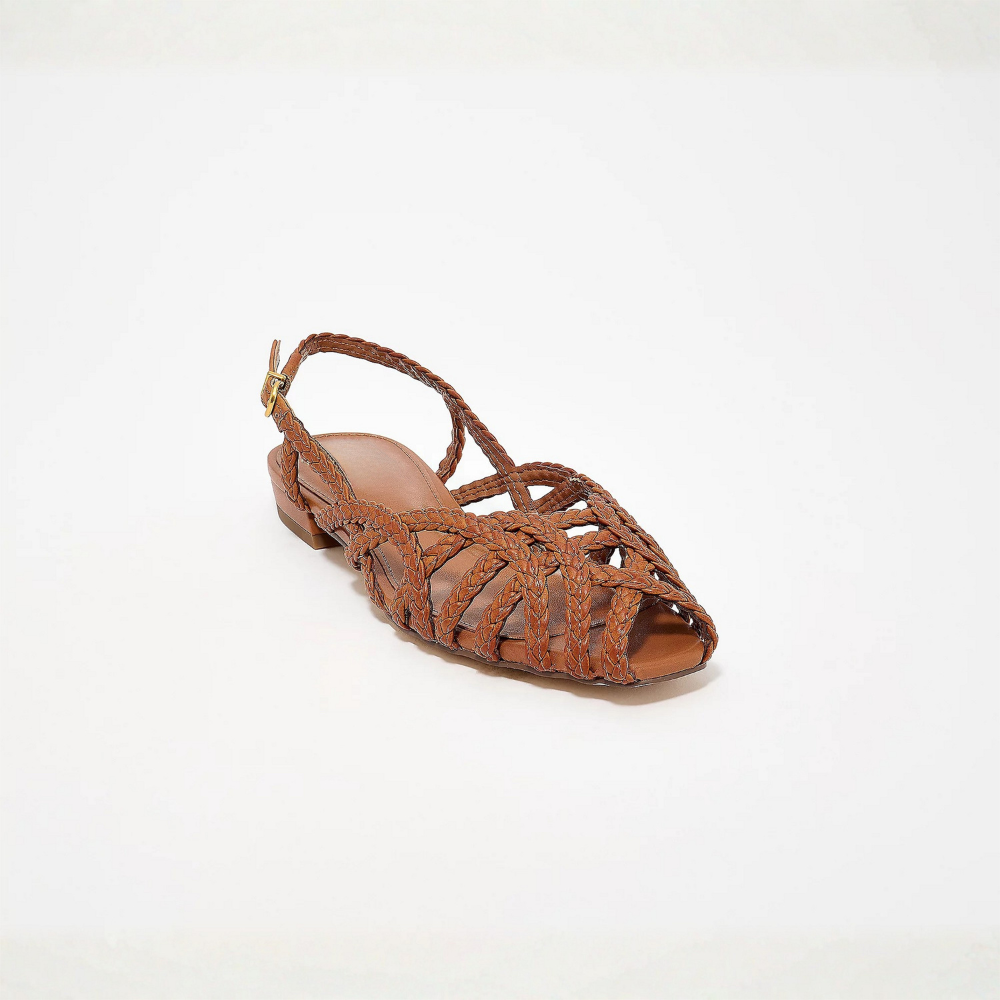 Sandalias de Gel Cómodas para Mujeres con Correa de Jaula Tejida y Punta Cerrada Estilo Plano