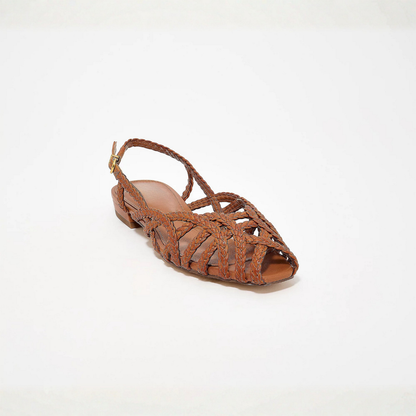 Sandalias de Gel Cómodas para Mujeres con Correa de Jaula Tejida y Punta Cerrada Estilo Plano