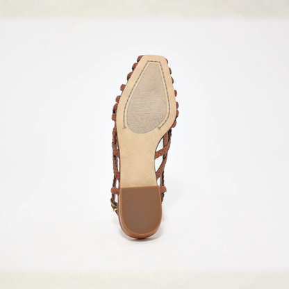 Sandalias de Gel Cómodas para Mujeres con Correa de Jaula Tejida y Punta Cerrada Estilo Plano