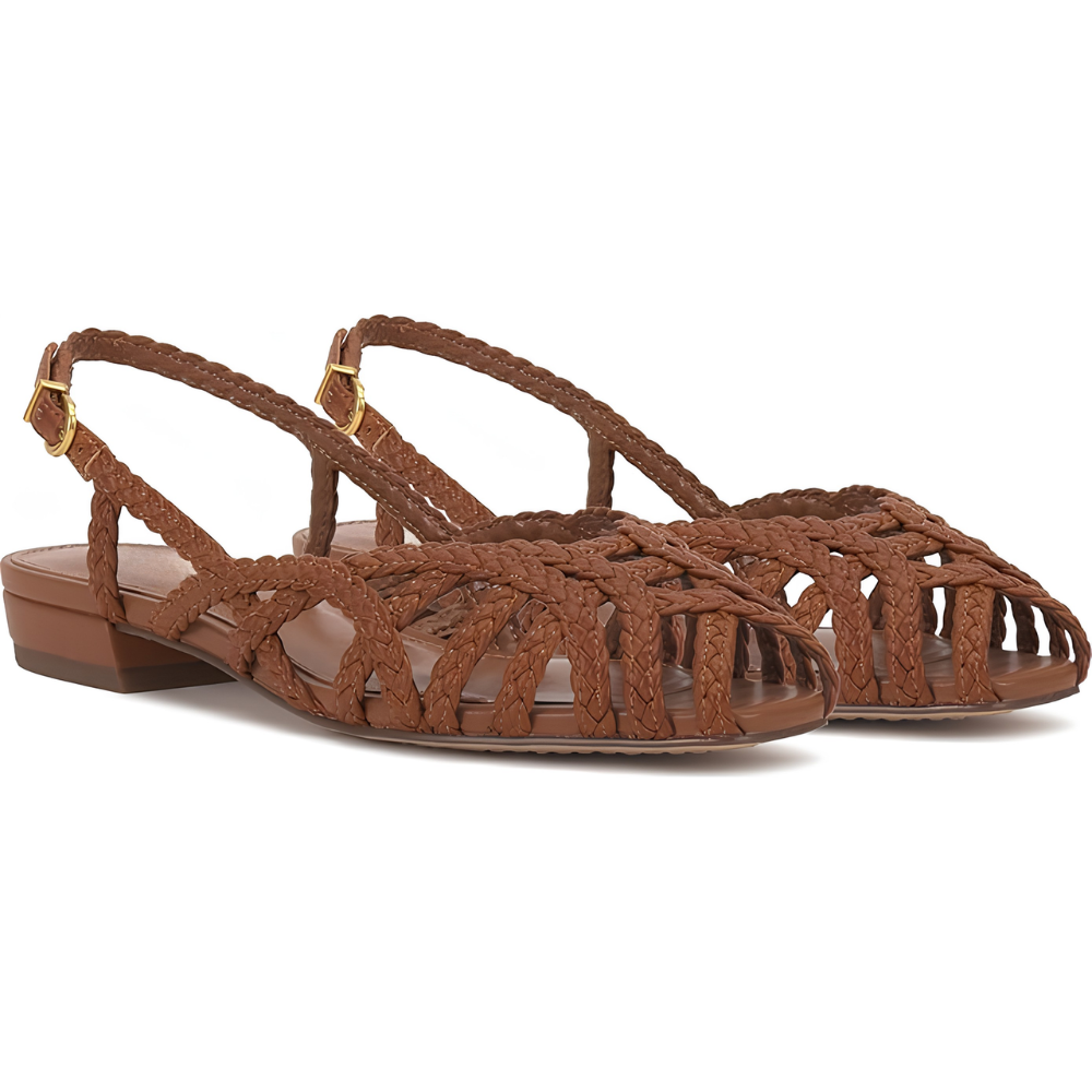 Sandalias de Gel Cómodas para Mujeres con Correa de Jaula Tejida y Punta Cerrada Estilo Plano