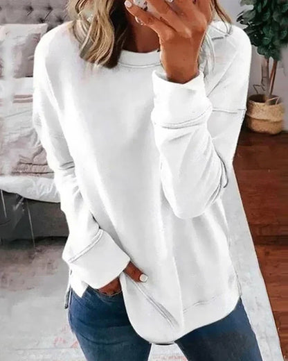 Sudadera cómoda de pullover para mujeres con cuello redondo, manga larga, estilo relajado y oversized