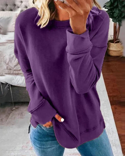 Sudadera cómoda de pullover para mujeres con cuello redondo, manga larga, estilo relajado y oversized