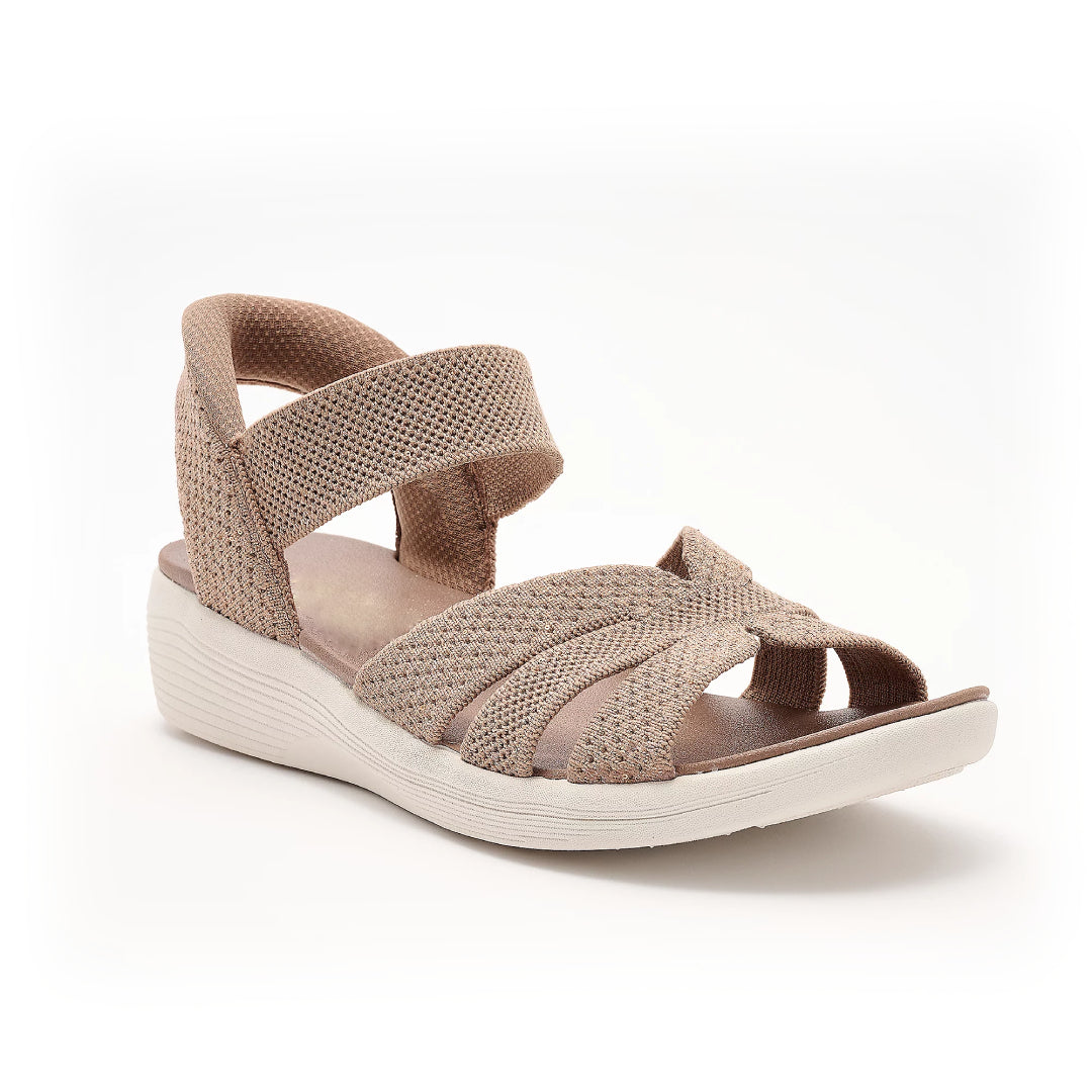Sandalias Cómodas para Mujeres con Correa Cruzada Tejida, Slingback Elástico, Estilo de Cuña Baja