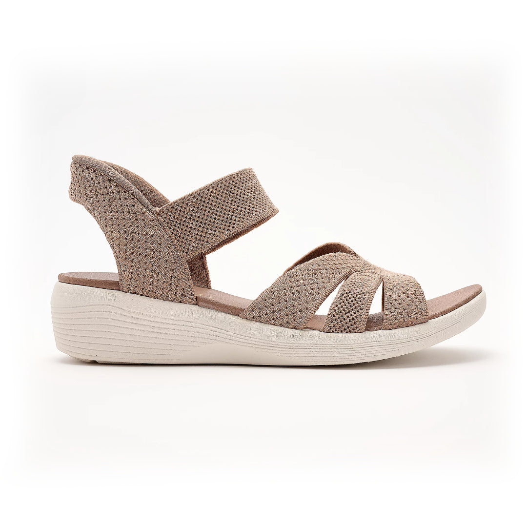 Sandalias Cómodas para Mujeres con Correa Cruzada Tejida, Slingback Elástico, Estilo de Cuña Baja