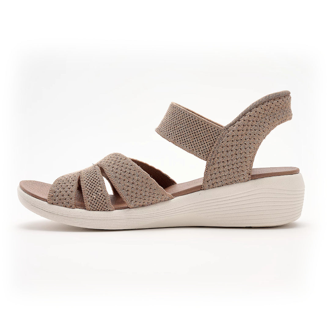 Sandalias Cómodas para Mujeres con Correa Cruzada Tejida, Slingback Elástico, Estilo de Cuña Baja