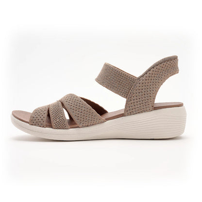 Sandalias Cómodas para Mujeres con Correa Cruzada Tejida, Slingback Elástico, Estilo de Cuña Baja