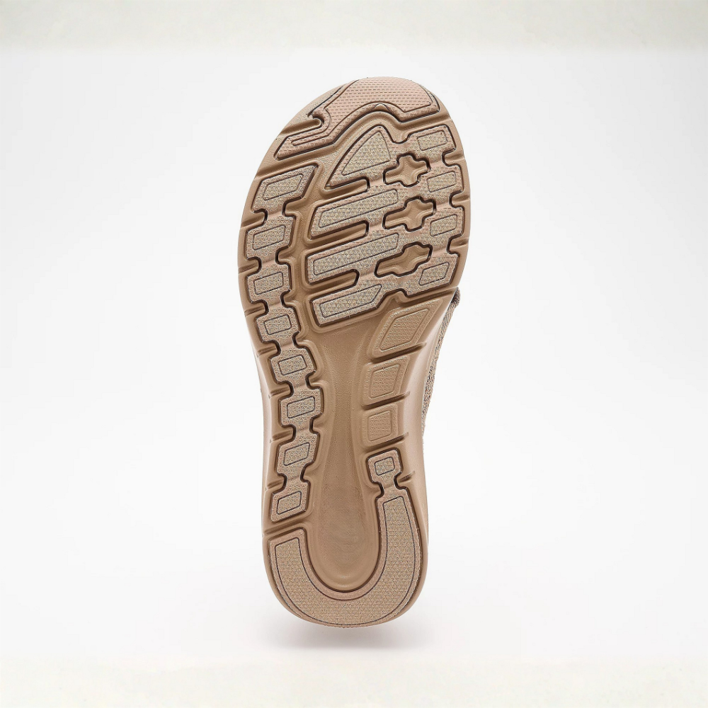Sandalias deslizantes cómodas para mujeres con tiras cruzadas de punto y suela de plataforma acolchada