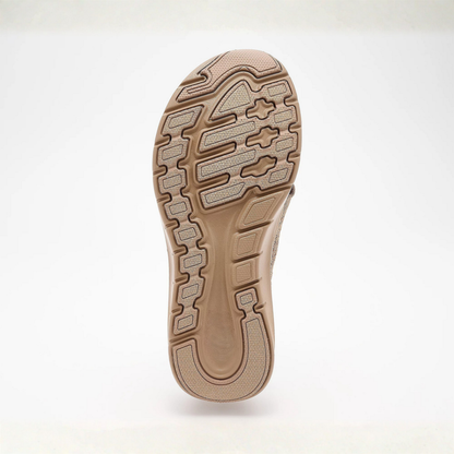 Sandalias deslizantes cómodas para mujeres con tiras cruzadas de punto y suela de plataforma acolchada