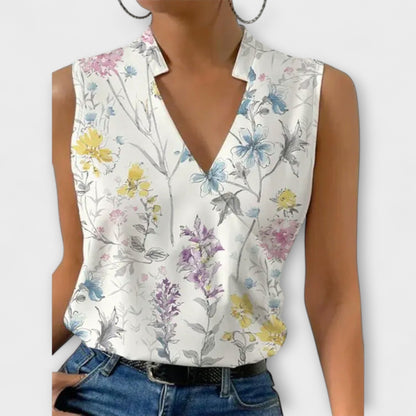 Blusa Elegante de Satén para Mujeres con Escote en V, Sin Mangas y Estilo Drapado