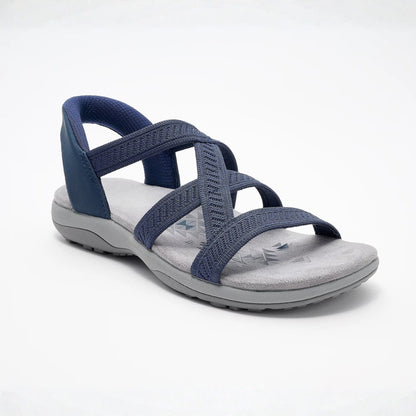 Sandalias Cómodas para Mujeres con Parte Superior Woven de Múltiples Tiras y Suela Plana Acolchada Estilo Slip On