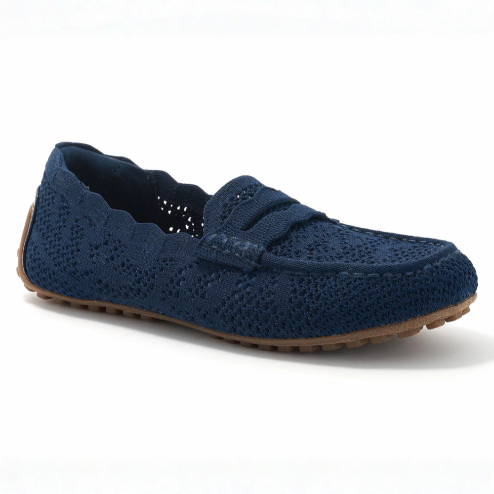 Mocasines Cómodos para Mujeres con Parte Superior de Tejido de Ganchillo, Correa de Moneda, Plantilla Acolchada, Estilo Plano para Ponerse