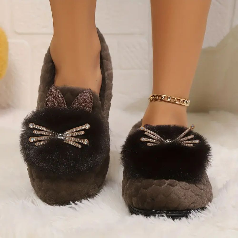 Pantuflas Cómodas para Mujeres con Detalle de Lazo de Piel Sintética y Plantilla Acolchada