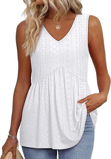Top de Peplum Texturizado Sin Esfuerzo para Mujeres con Escote en V, Sin Mangas y Dobladillo Fluyente de Estilo Casual