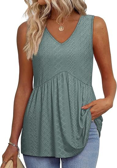 Top de Peplum Texturizado Sin Esfuerzo para Mujeres con Escote en V, Sin Mangas y Dobladillo Fluyente de Estilo Casual