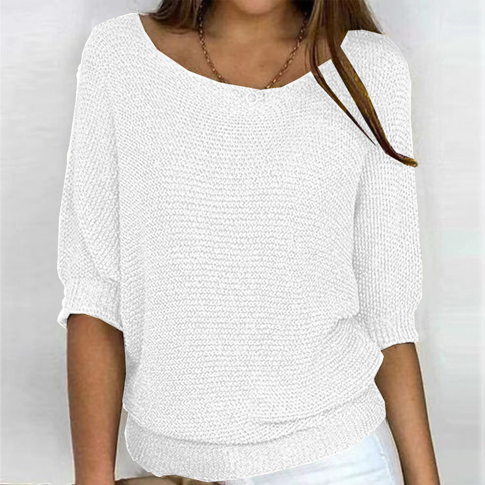 Suéter de Punto Cómodo para Mujeres con Cuello Redondo y Manga Murciélago Estilo Relajado y Oversized