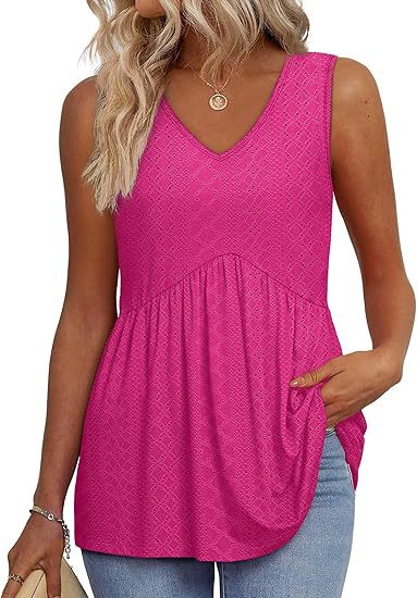 Top de Peplum Texturizado Sin Esfuerzo para Mujeres con Escote en V, Sin Mangas y Dobladillo Fluyente de Estilo Casual