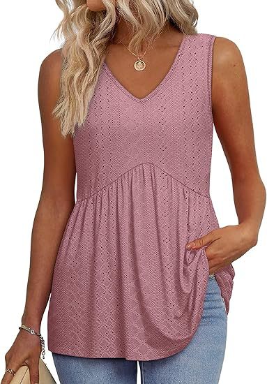 Top de Peplum Texturizado Sin Esfuerzo para Mujeres con Escote en V, Sin Mangas y Dobladillo Fluyente de Estilo Casual