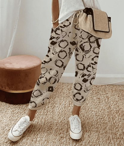 Pantalones Jogger Impresos Sin Esfuerzo para Mujeres con Cintura Alta, Cordón y Estilo Casual Ajustado