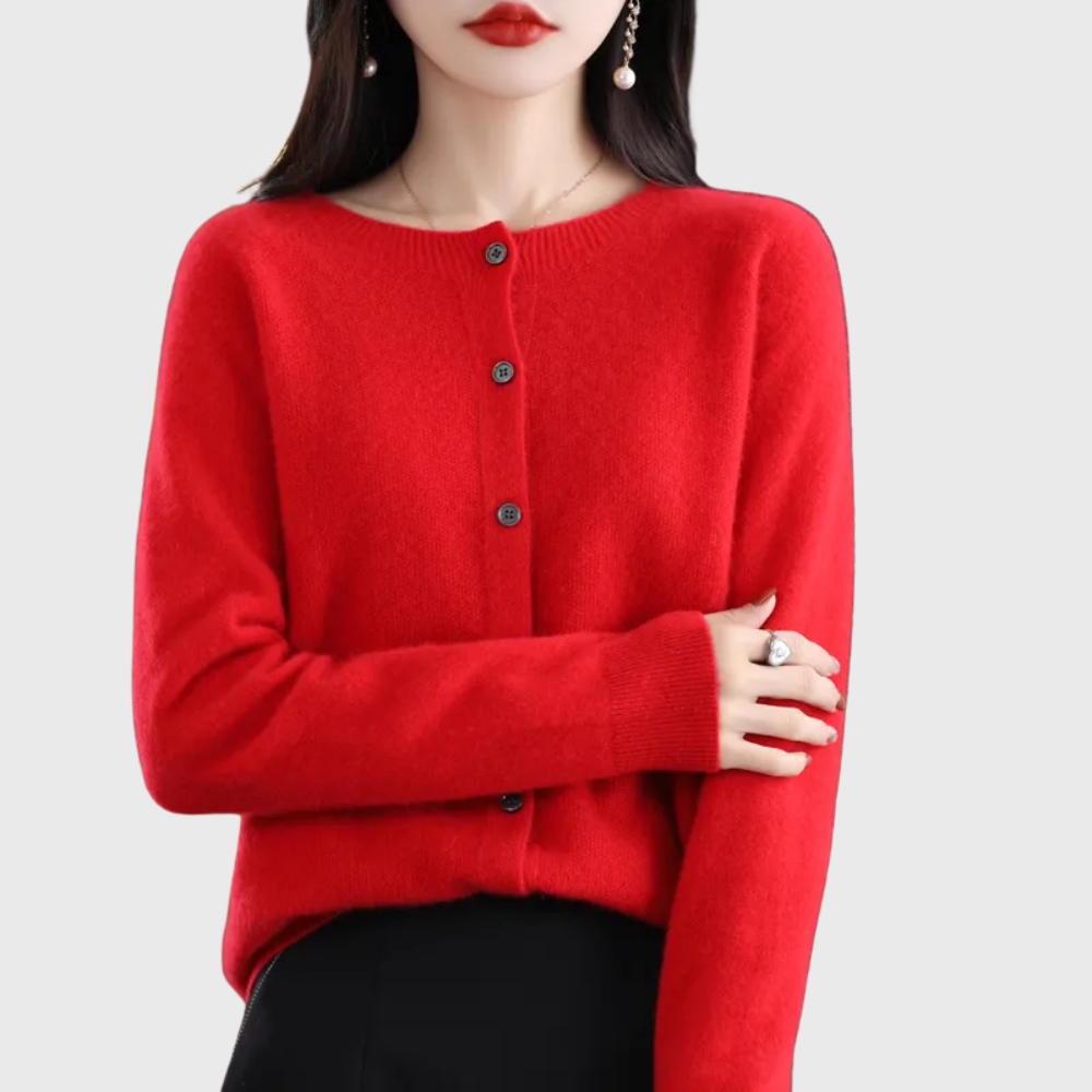 Suéter Cardigan Cómodo para Mujeres con Cuello Redondo, Manga Larga y Botones en la Parte Frontal, Estilo Tricot Relajado
