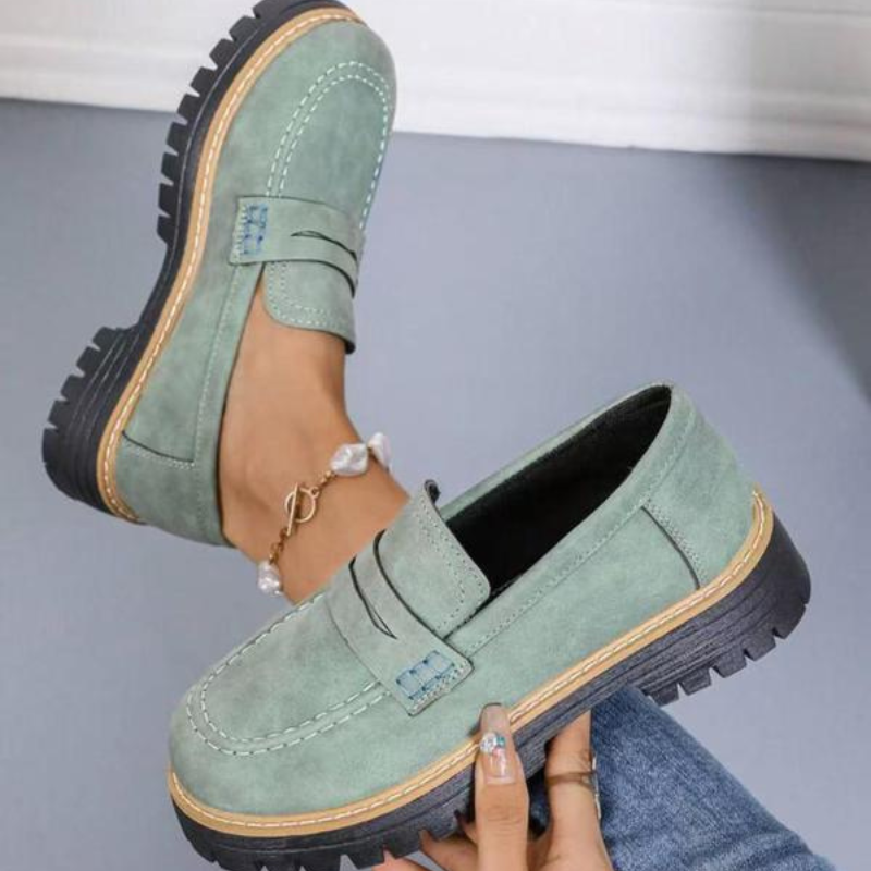 Mocasines Cómodos para Mujeres con Suela Chunky y Punta Redonda