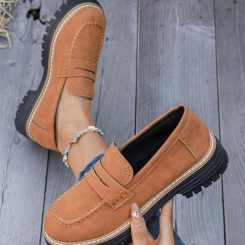 Mocasines Cómodos para Mujeres con Suela Chunky y Punta Redonda