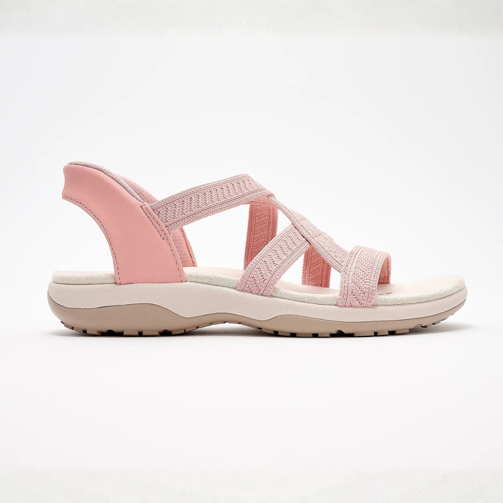 Sandalias Cómodas para Mujeres con Parte Superior Woven de Múltiples Tiras y Suela Plana Acolchada Estilo Slip On
