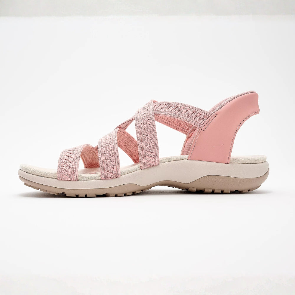 Sandalias Cómodas para Mujeres con Parte Superior Woven de Múltiples Tiras y Suela Plana Acolchada Estilo Slip On