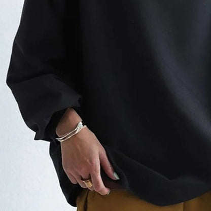 Blusa Oversized Cómoda para Mujeres con Cuello Alto y Manga Globo Estilo Tranquilo
