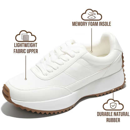 Zapatillas Cómodas para Mujeres con Parte Superior Panelada y Cordones, Suela de Plataforma Acolchada, Estilo Bajo