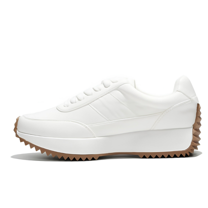 Zapatillas Cómodas para Mujeres con Parte Superior Panelada y Cordones, Suela de Plataforma Acolchada, Estilo Bajo