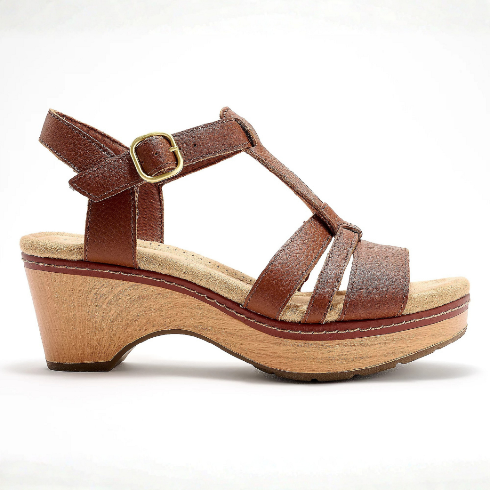Sandalias Wedge Cómodas para Mujeres con Cierre de Tobillo de Hebilla en T y Estilo Abierto