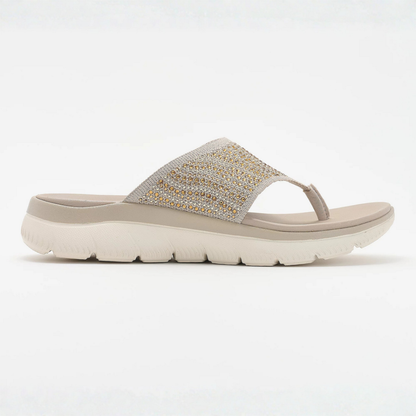 Chanclas Cómodas para Mujeres con Tira de Strass y Suela de Cuña Acolchada Estilo Thong