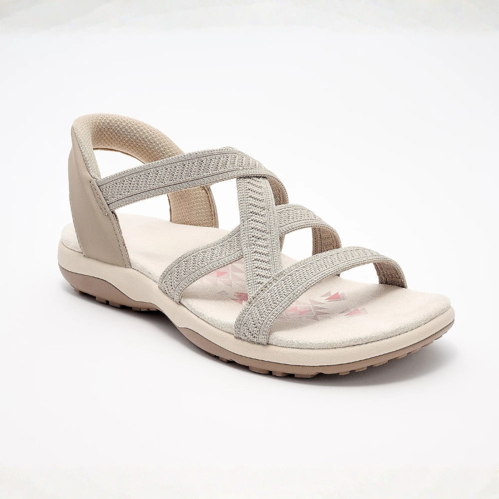 Sandalias Cómodas para Mujeres con Parte Superior Woven de Múltiples Tiras y Suela Plana Acolchada Estilo Slip On