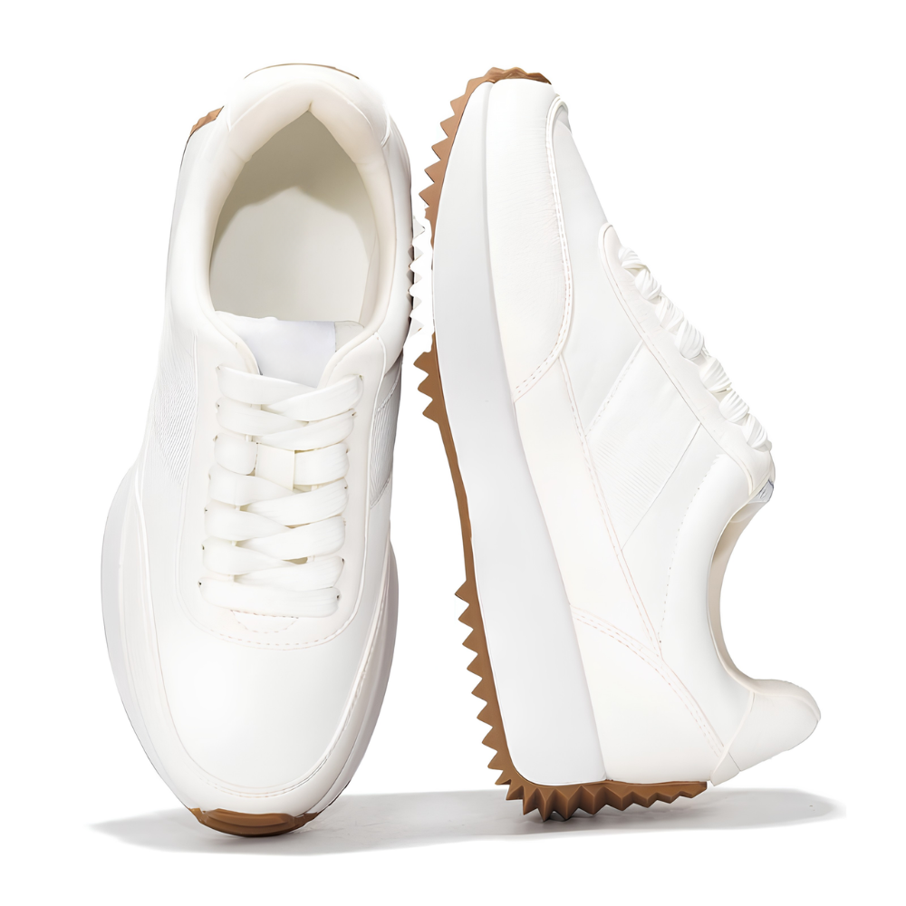 Zapatillas Cómodas para Mujeres con Parte Superior Panelada y Cordones, Suela de Plataforma Acolchada, Estilo Bajo