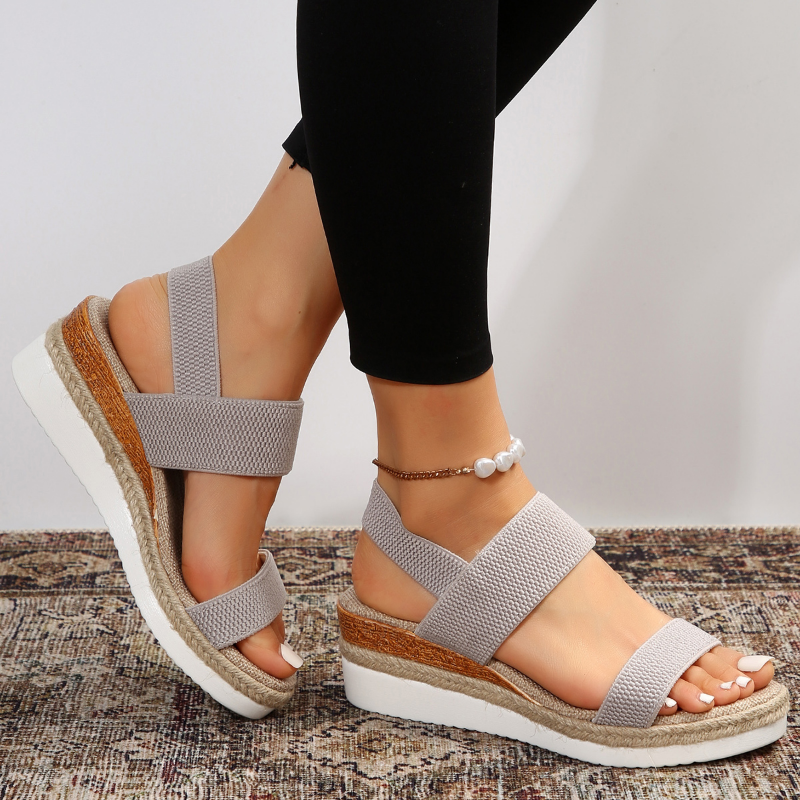 Sandalias Cómodas para Mujeres con Correa Elástica y Plataforma Acolchada Estilo Slingback de Punta Abierta