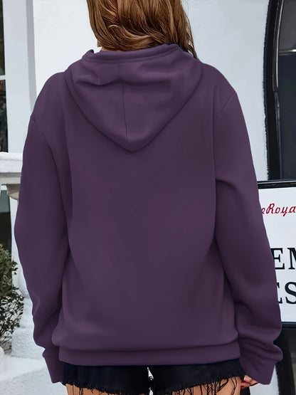 Sudadera con estampado de latido del corazón cómoda para mujeres con capucha ajustable, manga larga, bolsillo canguro, estilo oversize