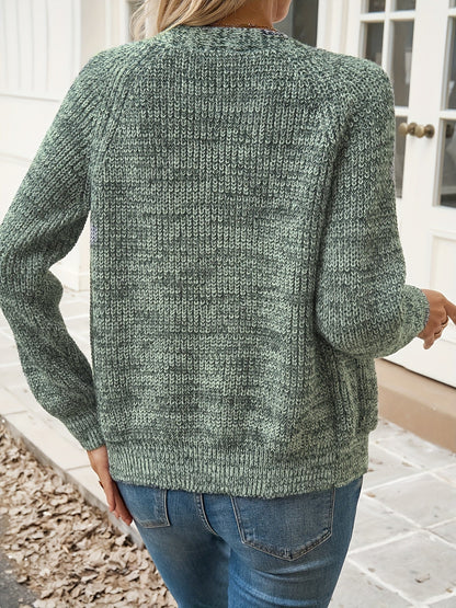 Suéter de Cardigan de Punto Grueso y Cómodo para Mujeres con Cuello en V, Manga Larga y Estilo Relajado con Botones