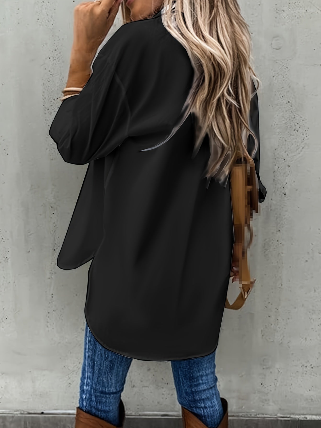 Camisa de Manga Larga de Color Sólido para Mujeres